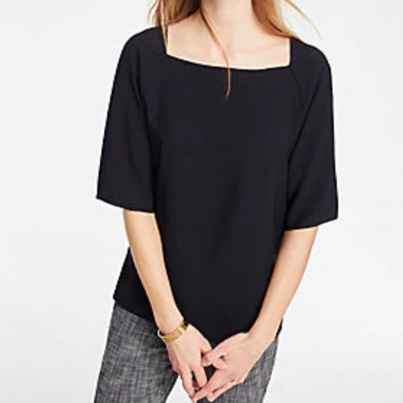 Ann Taylor Tops Black Square Neck Blouse Size S Nwt Poshmark
